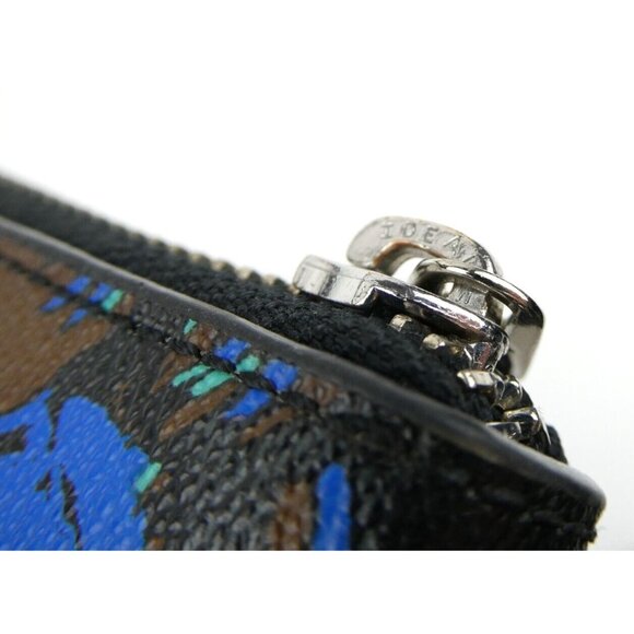 Coach Signature Black Smoke Bird Print Zip Around Accordion Wallet F23400 - Picture 12 of 13